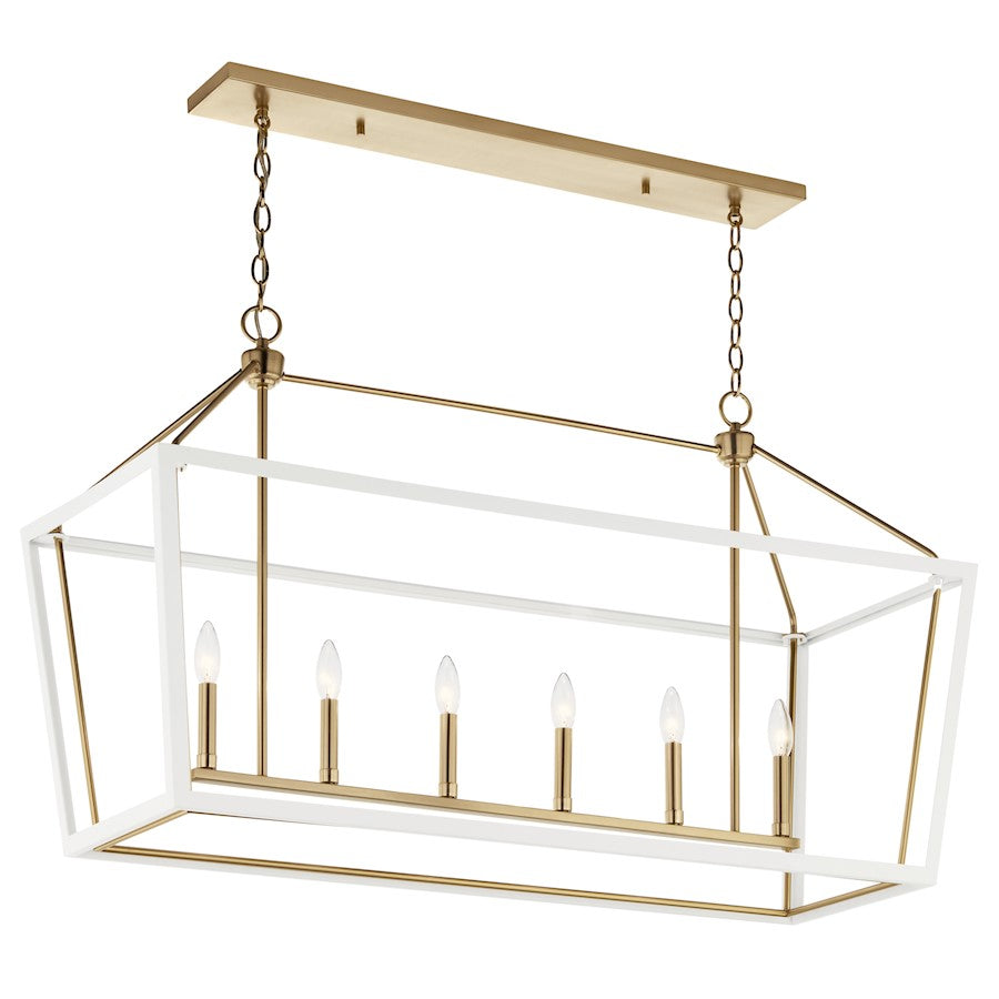 6 Light Linear Chandelier, Bronze