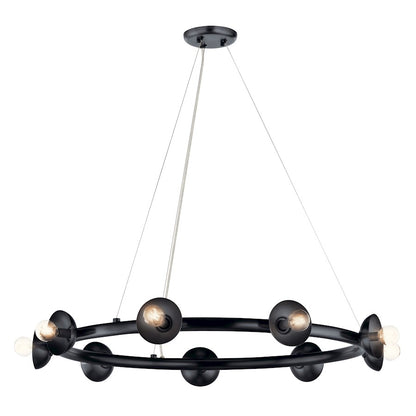 9 Light Chandelier, Black