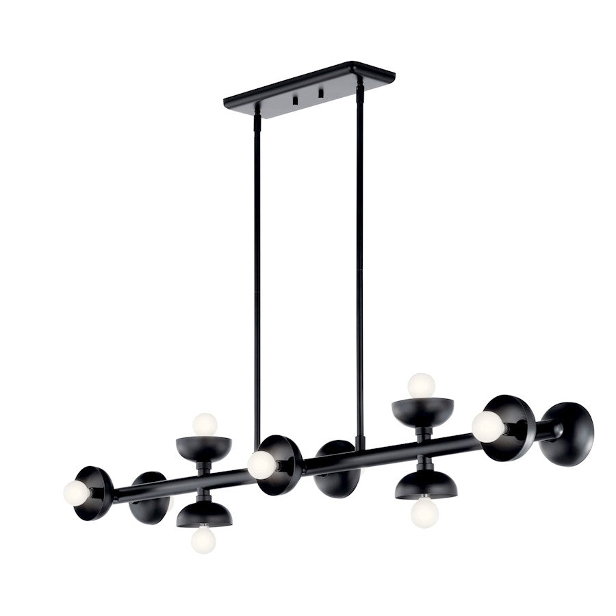 10 Light Linear Chandelier, Black