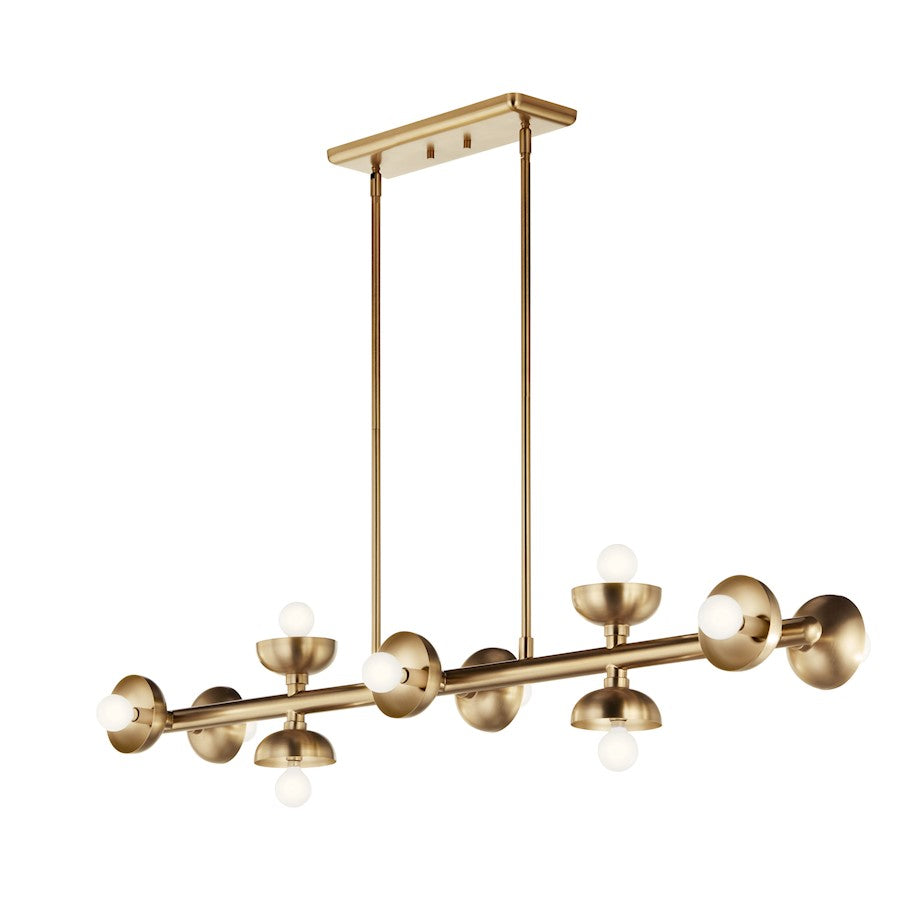 10 Light Linear Chandelier, Champagne Bronze