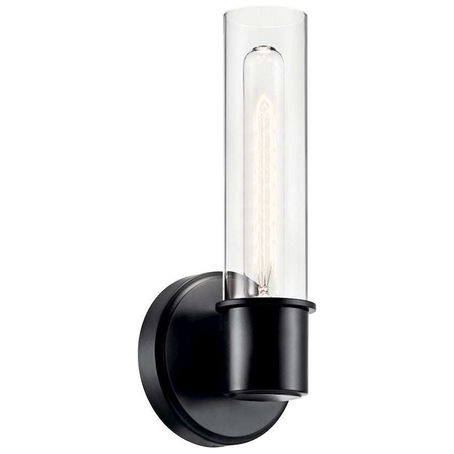 Kichler Aviv 13" 1 Light Wall Sconce, Black/Clear Glass - 52653BK