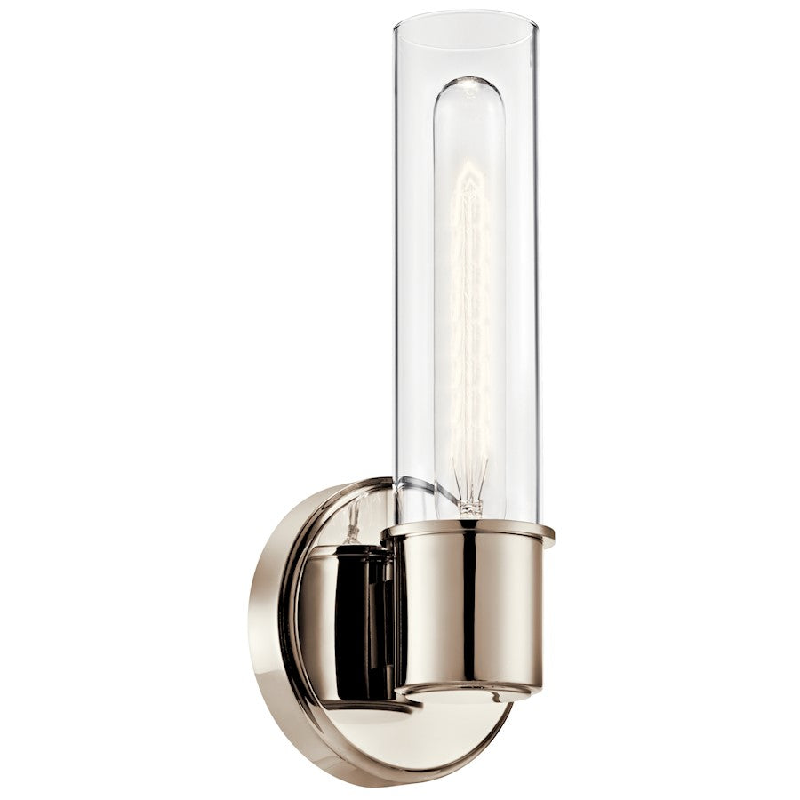 Kichler Aviv 13" 1 Light Wall Sconce, Polished Nickel/Clear Glass - 52653PN