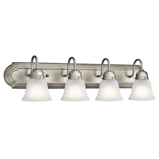 Traditional 4 Light Bathroom Vanity Light, Brushed Nickel