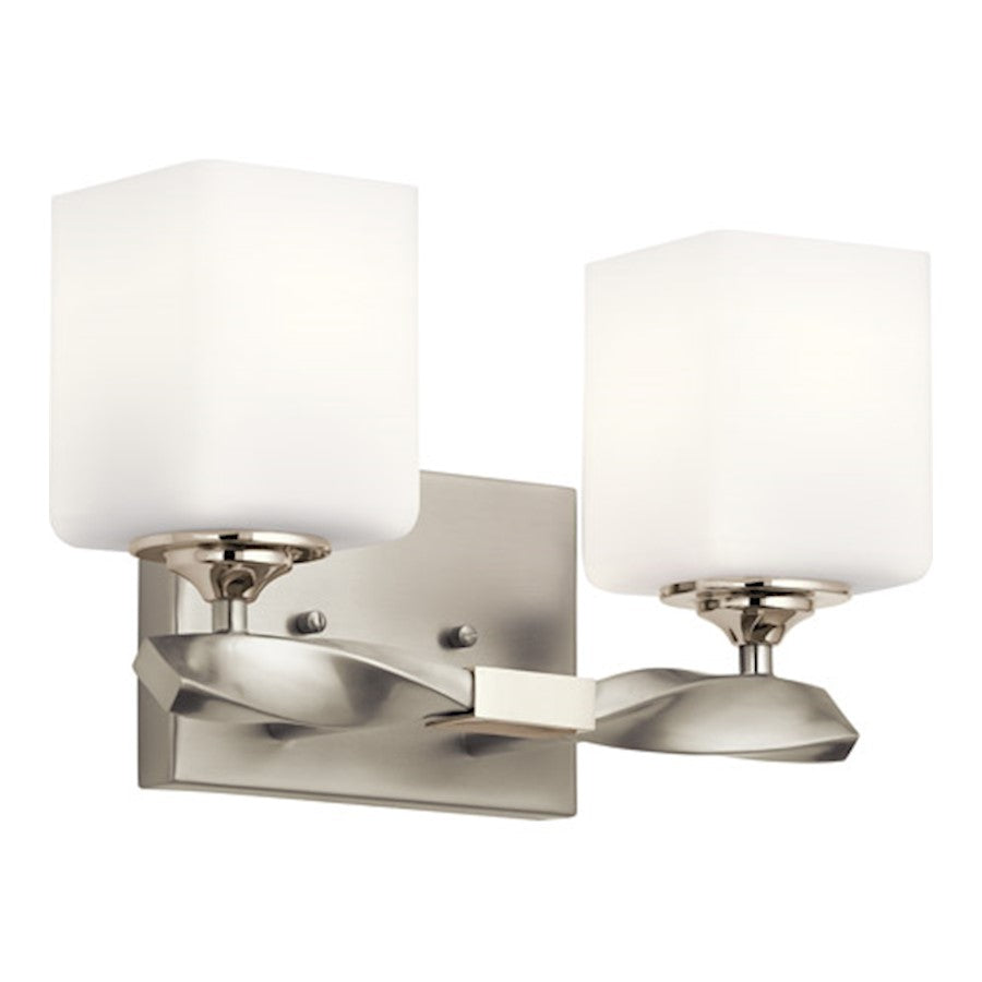 Kichler Marette 13.5 " 2 Light Vanity Light, Satin Etched Opal, Nickel - 55001NI