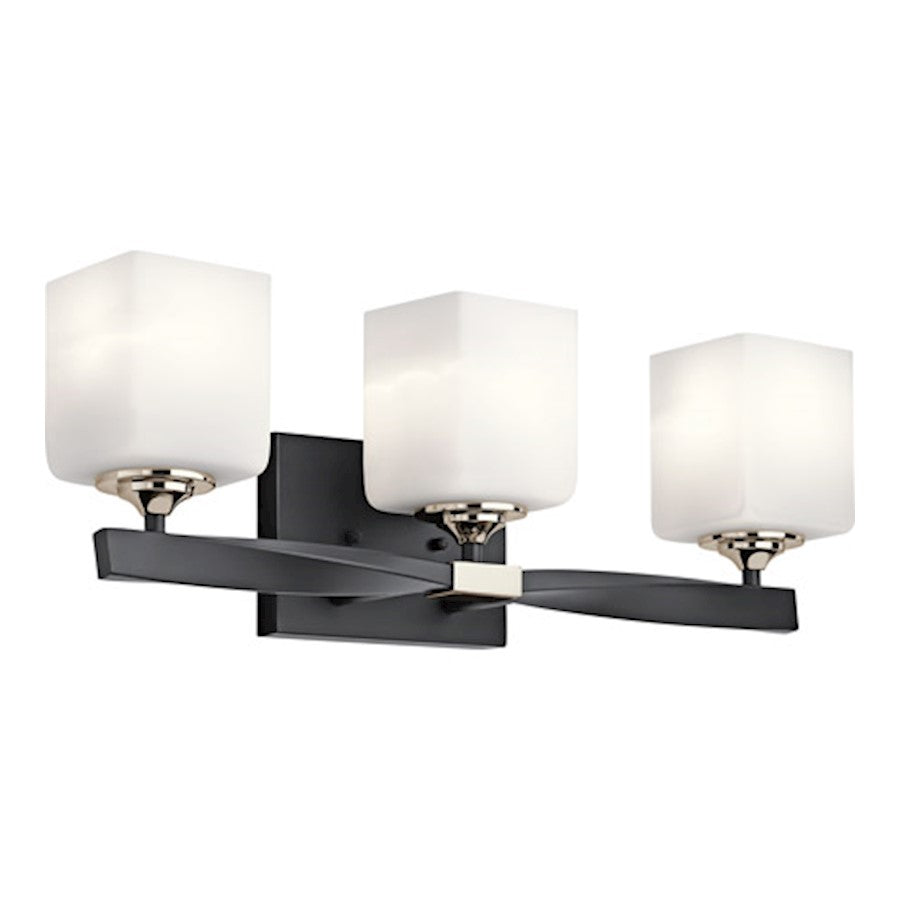 Kichler Marette 22.75" 3 Light Vanity Light, Satin Etched Opal, Black - 55002BK