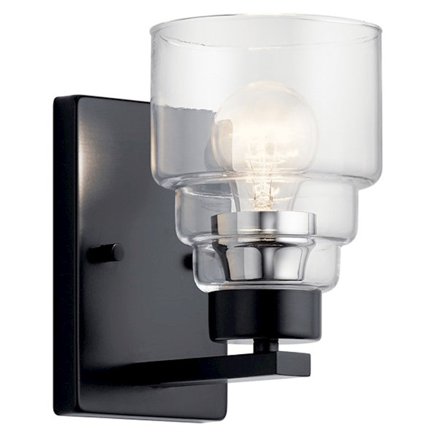 Kichler Vionnet 8.5" 1 Light Wall Sconce with Clear Glass, Black - 55010BK