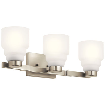 Kichler Vionnet 24" 3 Light Vanity Light, Satin Etched Glass, Nickel - 55012NI