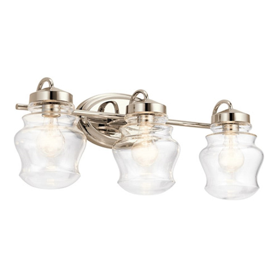 Kichler Janiel 24" 3 Light Vanity Light, Clear Glass, Polished Nickel - 55039PN