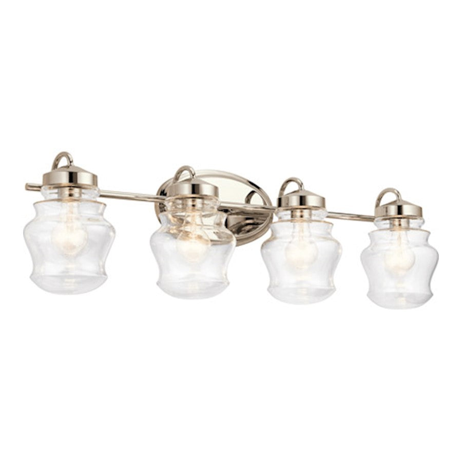 Kichler Janiel 33.25" 4 Light Vanity Light, Clear Glass, Nickel - 55040PN