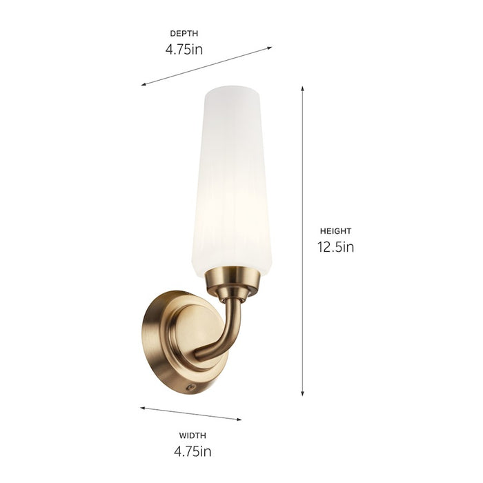 Kichler Truby 1 Light Wall Sconce, Satin Etched Cased Opal