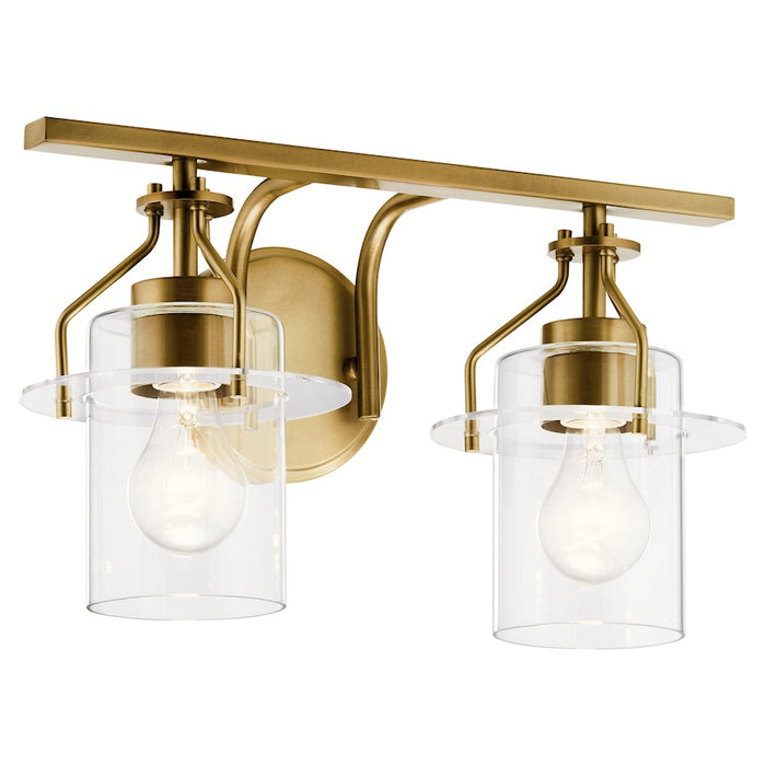 Kichler Everett 2 Light Bath Light, Brushed Brass/Clear - 55078NBR