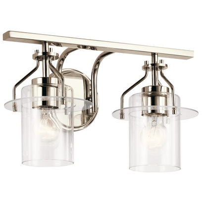 2 Light Bathroom Vanity Light, Polished Nickel