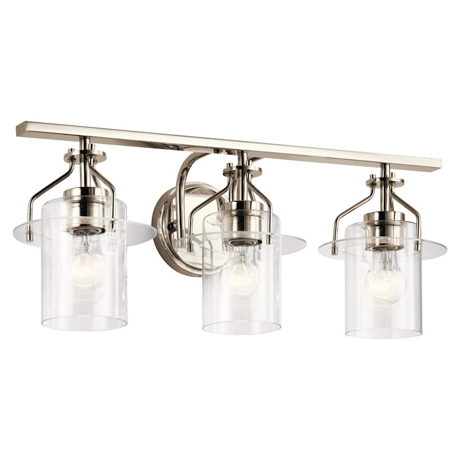 3 Light Bathroom Vanity Light, Polished Nickel