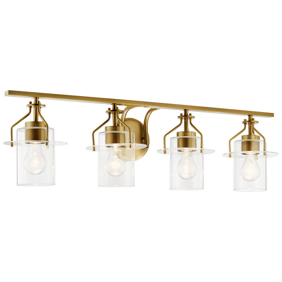 Kichler Everett 4 Light Bath Light, Brushed Brass/Clear - 55080NBR