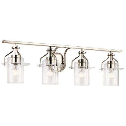 4 Light Bathroom Vanity Light, Polished Nickel