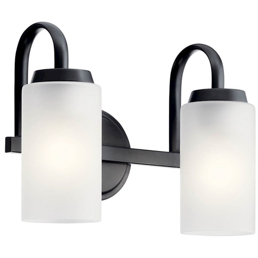 Kichler Kennewick 2 Light Bath Light, Black/Satin Etched - 55086BK