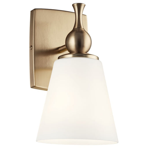 Kichler Cosabella 1 Light Wall Sconce, Champagne Bronze/Etched White - 55090CPZ