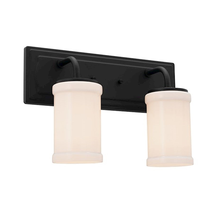 Kichler Vetivene 2 Light Bath Light, Textured Black/Opal - 55130BKT