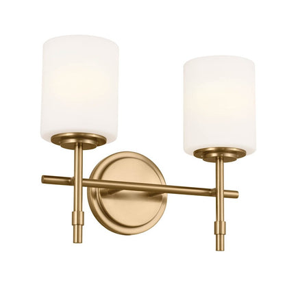 Kichler Ali 2 Light Bath Vanity, Natural Brass/Etched Cased Opal - 55141BNB