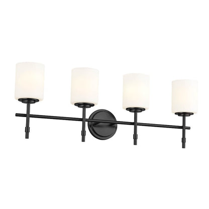 Kichler Ali 4 Light Bath Vanity, Black/Satin Etched Cased Opal - 55143BK