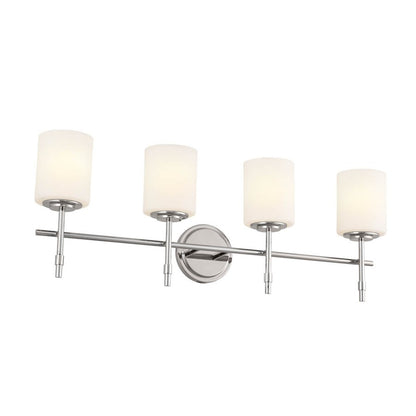 Kichler Ali 4 Light Bath Vanity, Polished Nickel/Etched Cased Opal - 55143PN