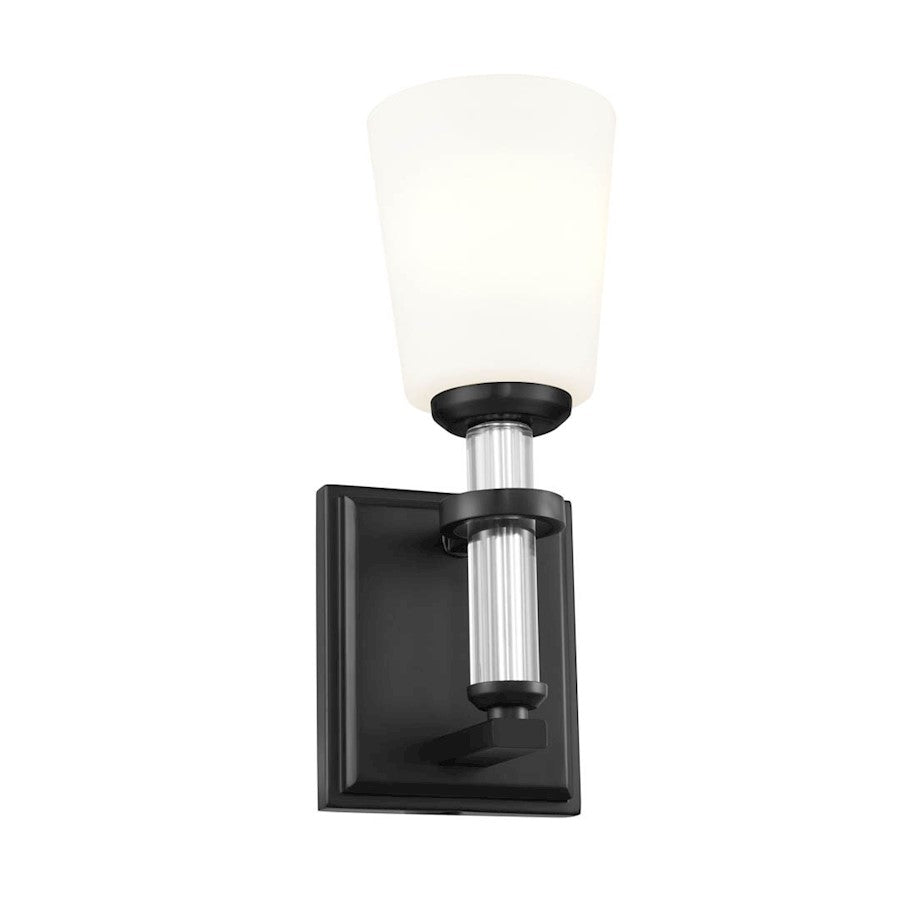 Kichler Rosalind 1 Light Wall Sconce, Black/Satin Etched Cased Opal - 55145BK