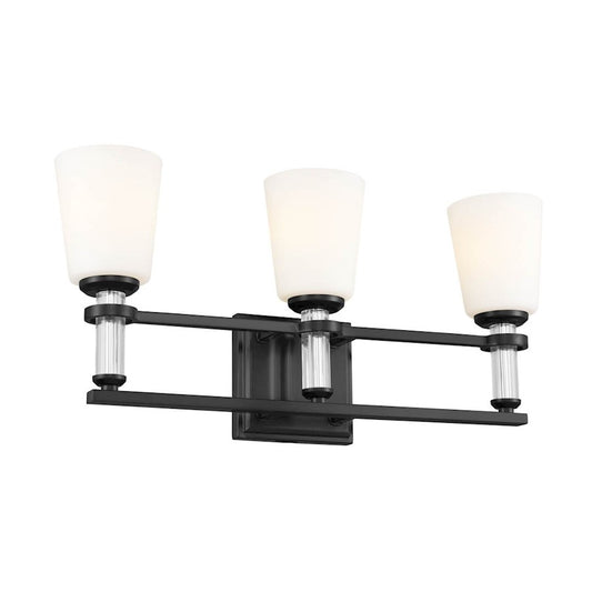 Kichler Rosalind 3 Light Bath Vanity, Black/Satin Etched Cased Opal - 55147BK