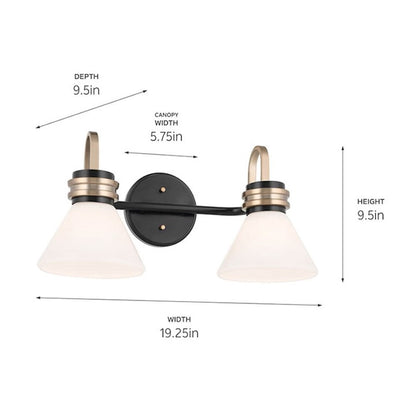 19" 2 Light Bathroom Vanity Light