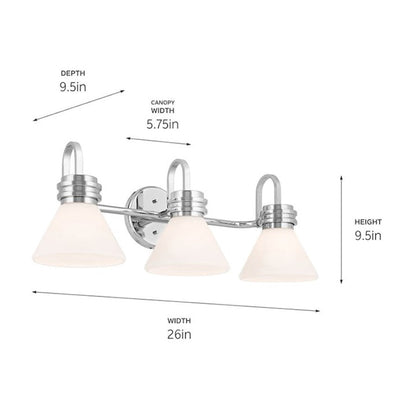 26" 3 Light Bathroom Vanity Light