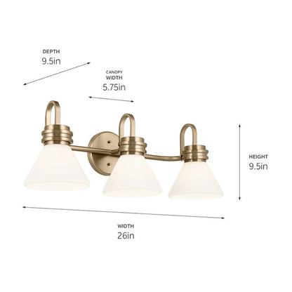 26" 3 Light Bathroom Vanity Light