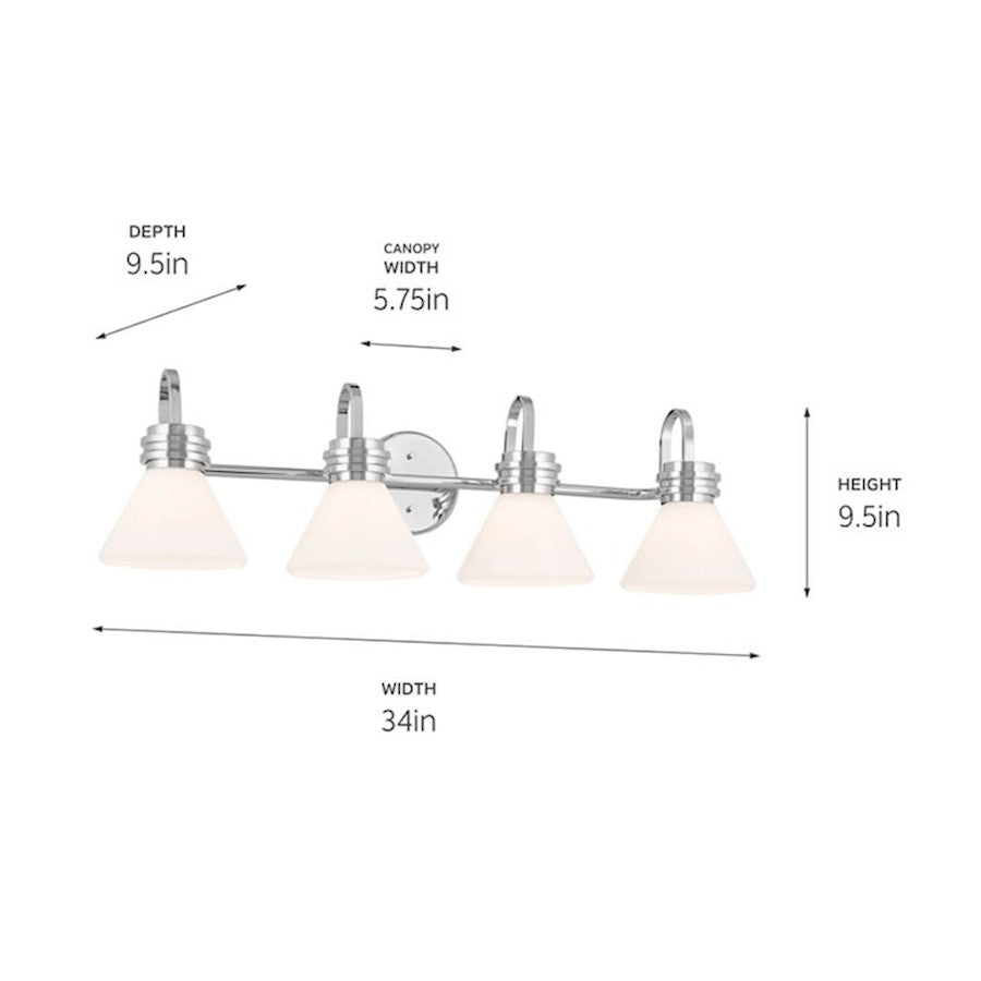 34" 4 Light Bathroom Vanity Light