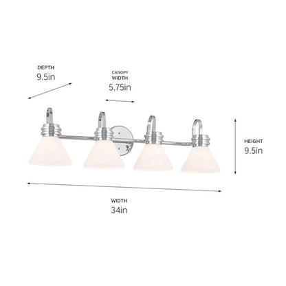 34" 4 Light Bathroom Vanity Light