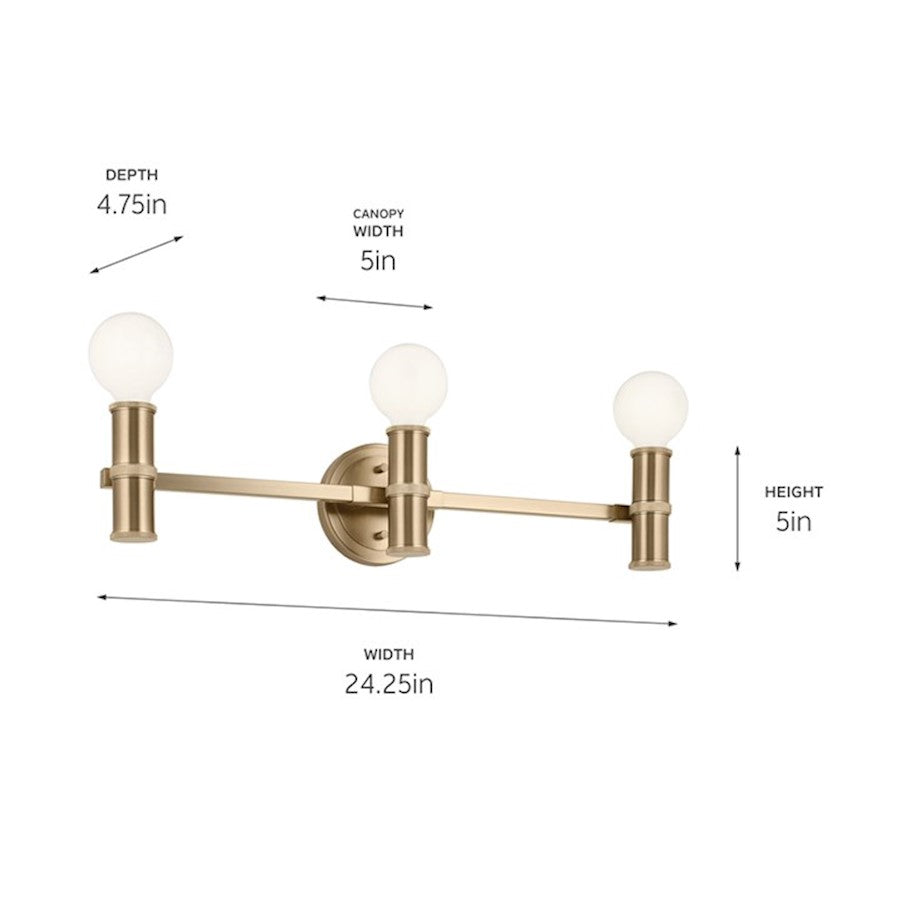 24" 3 Light Bathroom Vanity Light