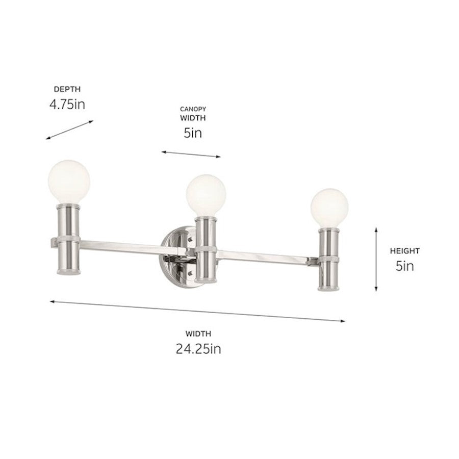 24" 3 Light Bathroom Vanity Light