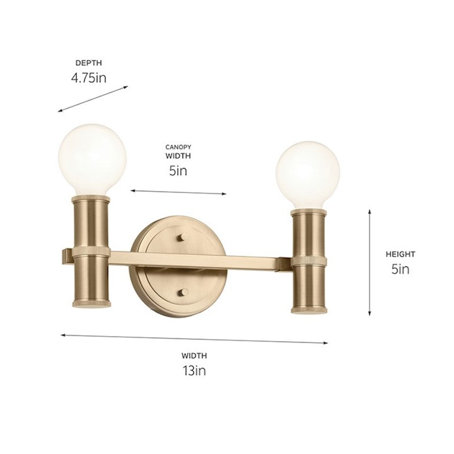 13" 2 Light Bathroom Vanity Light