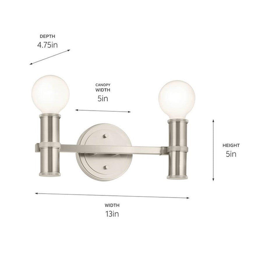 13" 2 Light Bathroom Vanity Light