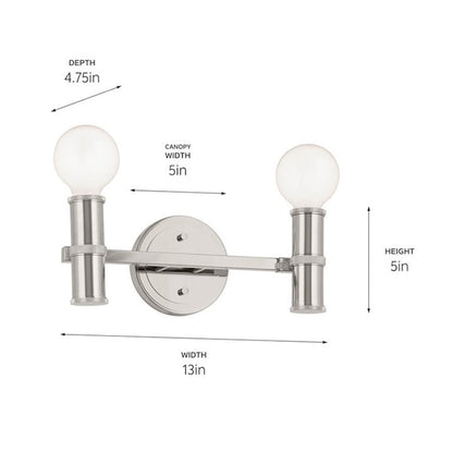 13" 2 Light Bathroom Vanity Light