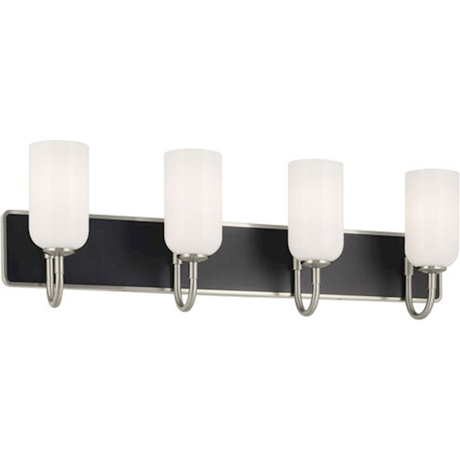 Kichler Solia 32" 4 Light Vanity, Brushed Nickel/Black/Opal Glass - 55164NI