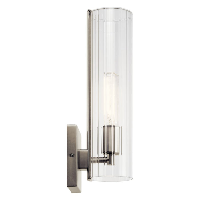 Kichler Jemsa 14" 1 Light Wall Sconce, Brushed Nickel/Clear Fluted