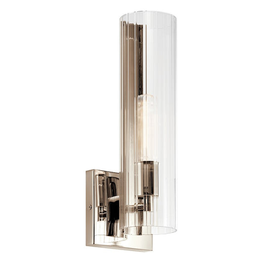 Kichler Jemsa 14" 1 Light Wall Sconce, Polished Nickel/Clear Fluted - 55165PN