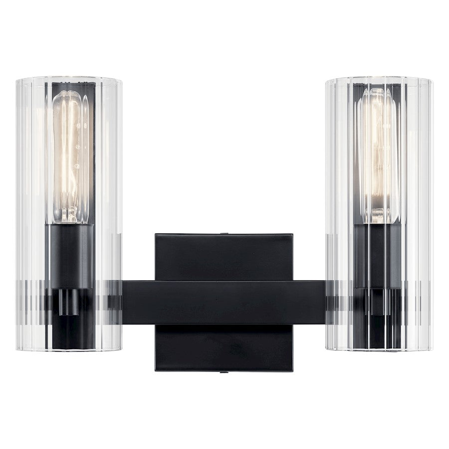 14" 2 Light Bathroom Vanity Light, Black