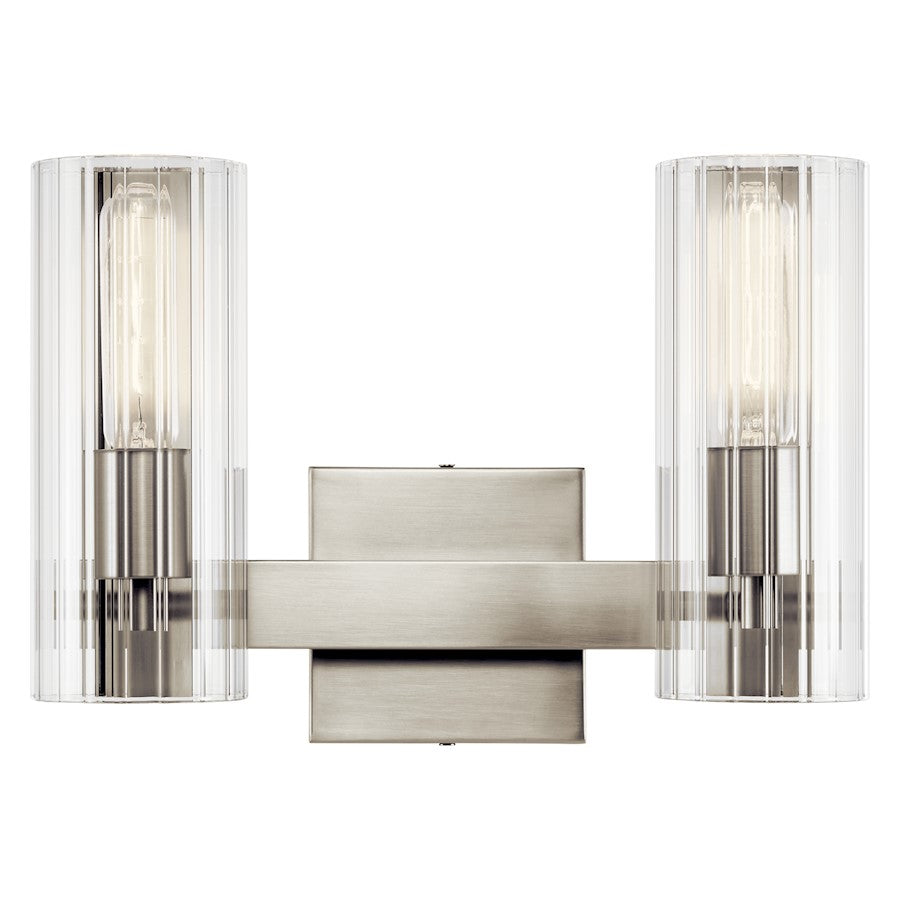 14" 2 Light Bathroom Vanity Light, Brushed Nickel