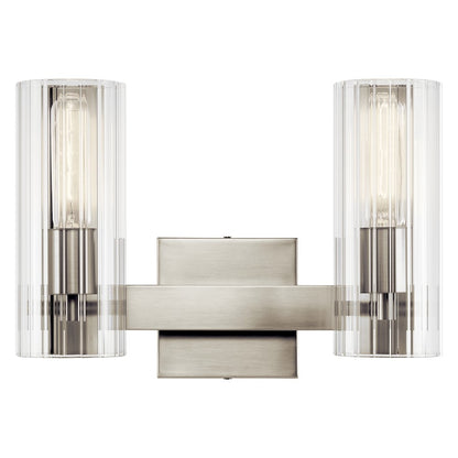 14" 2 Light Bathroom Vanity Light, Brushed Nickel