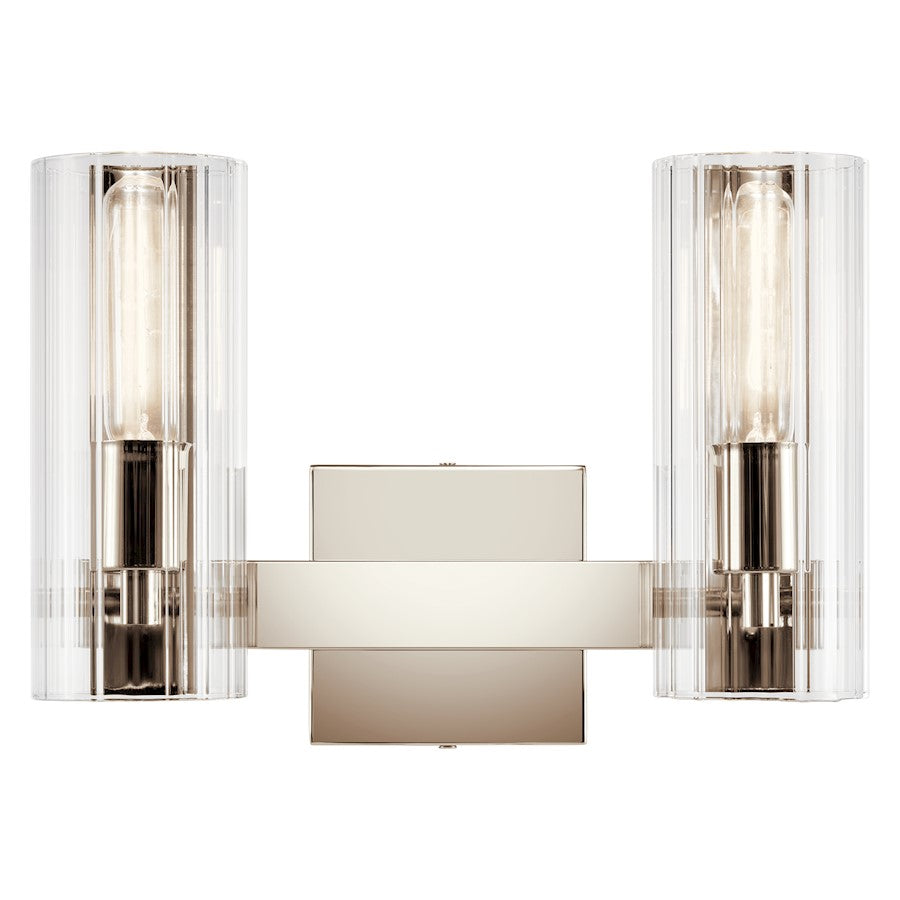 14" 2 Light Bathroom Vanity Light, Polished Nickel