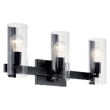 22.75" 3 Light Bathroom Vanity Light, Black