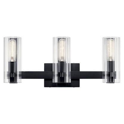 22.75" 3 Light Bathroom Vanity Light, Black