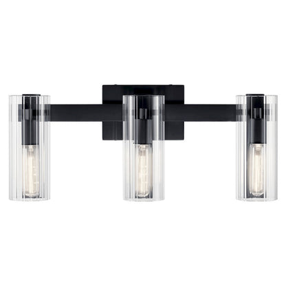 22.75" 3 Light Bathroom Vanity Light, Black