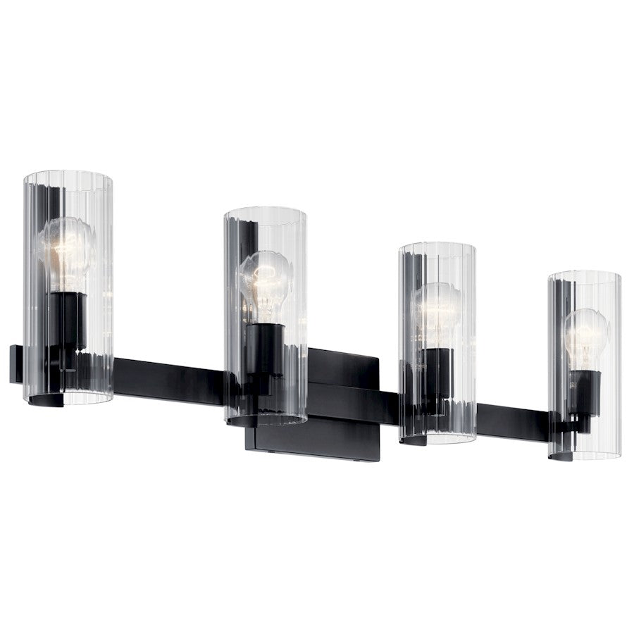 32" 4 Light Bathroom Vanity Light, Black