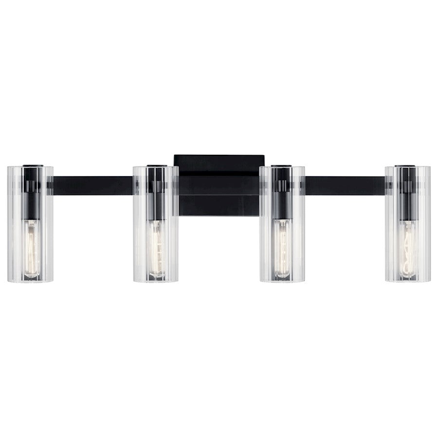 32" 4 Light Bathroom Vanity Light, Black