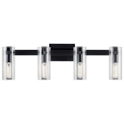 32" 4 Light Bathroom Vanity Light, Black